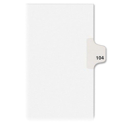 Avery Consumer Products Numeric Divider, "104", Side Tab, 11"x8-1/2", 25/PK, White