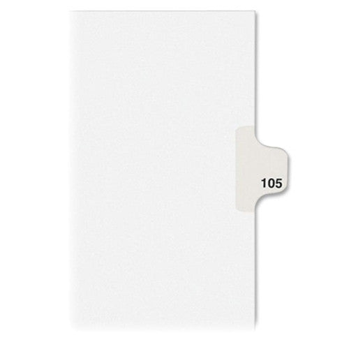 Avery Consumer Products Numeric Divider, "105", Side Tab, 11"x8-1/2", 25/PK, White