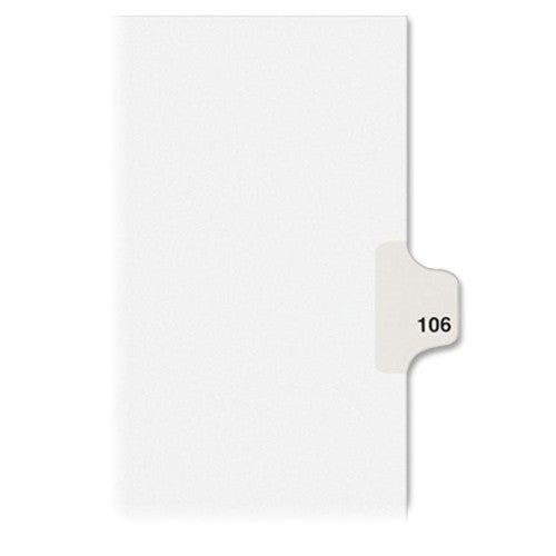 Avery Consumer Products Numeric Divider, "106", Side Tab, 11"x8-1/2", 25/PK, White