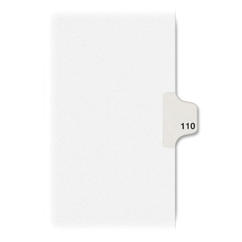 Avery Consumer Products Numeric Divider, "110", Side Tab, 11"x8-1/2", 25/PK, White