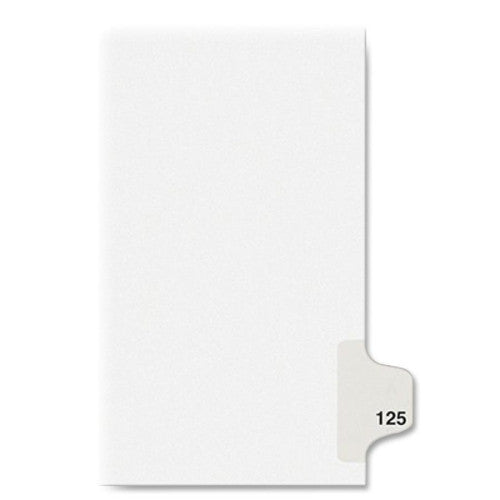 Avery Consumer Products Numeric Divider, "125", Side Tab, 11"x8-1/2", 25/PK, White