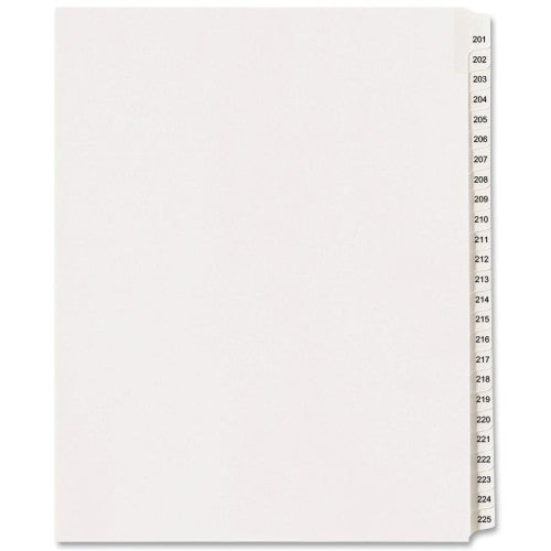 Avery Consumer Products Index Dividers, Side Tab, 201-225, 8-1/2"x11", White