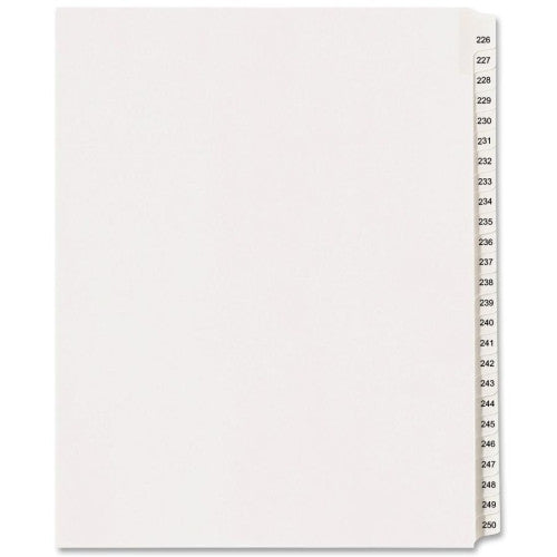 Avery Consumer Products Index Dividers, Side Tab, 226-250, 8-1/2"x11", White