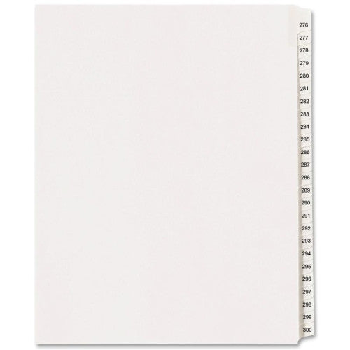 Avery Consumer Products Index Dividers, Side Tab, 276-300, 8-1/2"x11", White