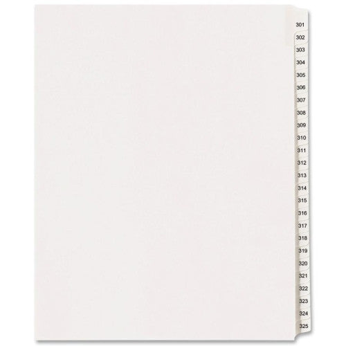 Avery Consumer Products Index Dividers, Side Tab, 301-325, 8-1/2"x11", White