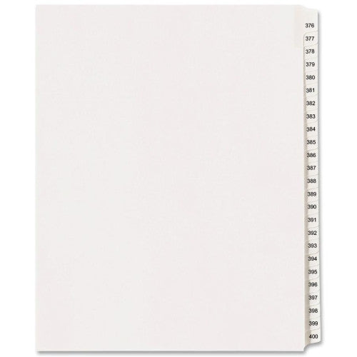 Avery Consumer Products Index Dividers, Side Tab, 376-400, 8-1/2"x11", White