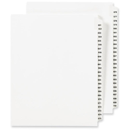 Avery Consumer Products Index Dividers, Exhibit 651-700, Side Tab, 25/ST, WE