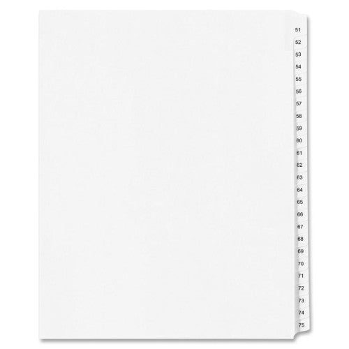 Avery Consumer Products Index Dividers, Side Tab, 51-75, 8-1/2"x14", White