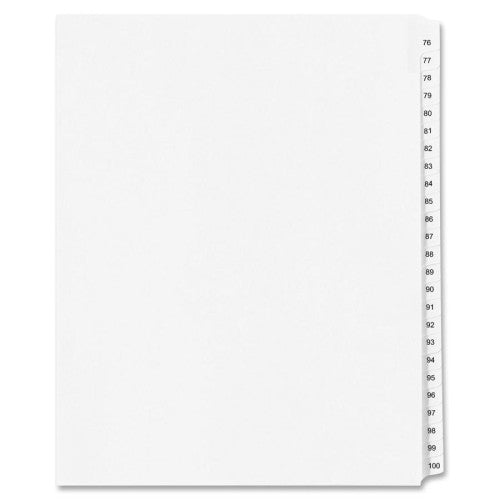 Avery Consumer Products Index Dividers, Side Tab, 76-100, 8-1/2"x14", White