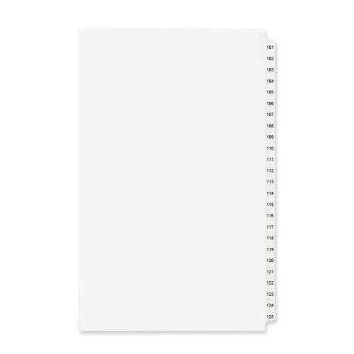 Avery Consumer Products Side Tab Index Sets, Avery Style, 101-125, 14"x8-1/2", White