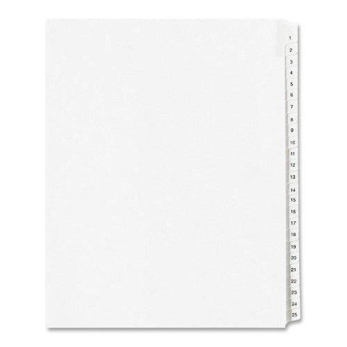 Avery Consumer Products Collated Dividers, 1-25, Side Tab, 11"x8-1/2", 25/Set, White