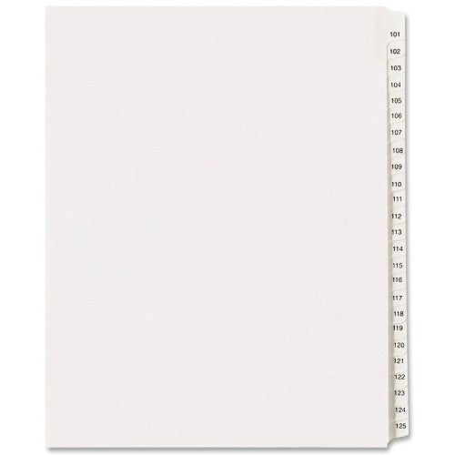 Avery Consumer Products Collated Dividers, 101-125, Side Tab, 11"x8-1/2", 25/Set, WE