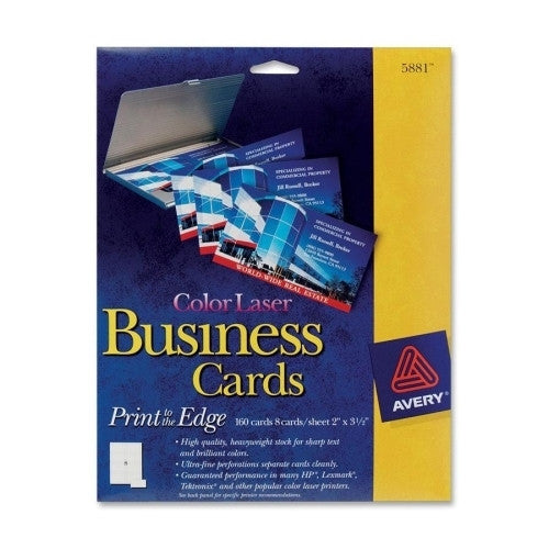 Avery Consumer Products Business Cards,F/ Color Laser Printer,160/PK,2"x3-1/2",White