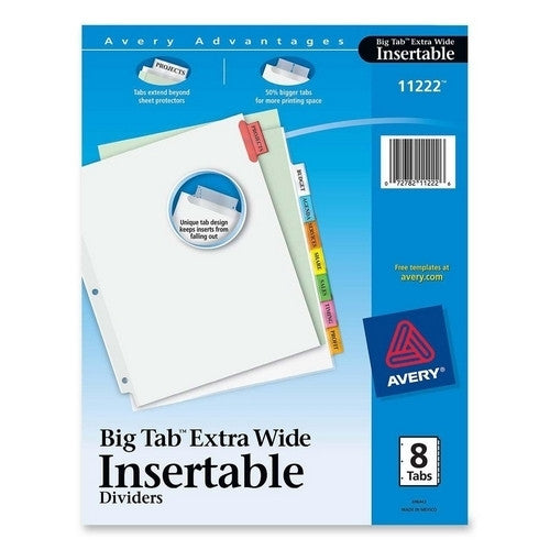 Avery Consumer Products Extra Wide Big Tab Insertable Dividers,11"x9",8-Tab,Multi