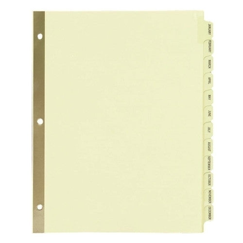 Avery Consumer Products Laminated Tab Divider, 3-HP, Monthly, 12 Tab,11"x8-1/2",Buff