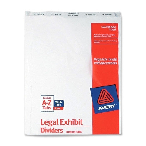 Avery Consumer Products Legal Exhibit Dividers, Bottom Tab, A-Z, 11"x8-1/2", White