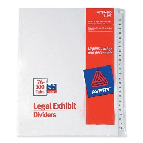 Avery Consumer Products Index Divider,76-100W/Table of Content, 11"x8-1/2",26/ST,WE