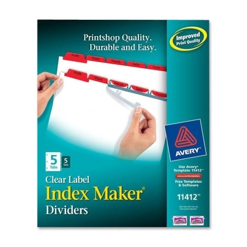 Avery Consumer Products Index Maker, Laser/Inkjet, 5 Tab, 5-Set, Red