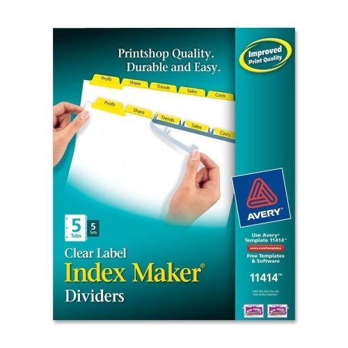 Avery Consumer Products Index Maker, Laser/Inkjet, 5 Tab, 5-Set, Yellow