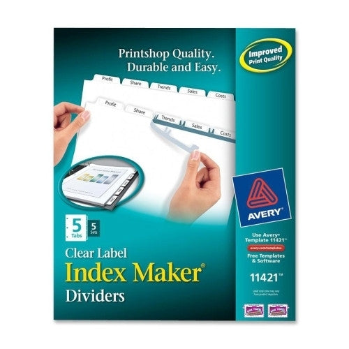 Avery Consumer Products Label Dividers, Punched, Reinforced Edge, 5-Tab, 5 ST/PK, WE