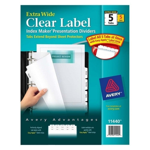 Avery Consumer Products Index Maker Extra-Wide Tab Dividers, 5-Tab, 5/ST, White