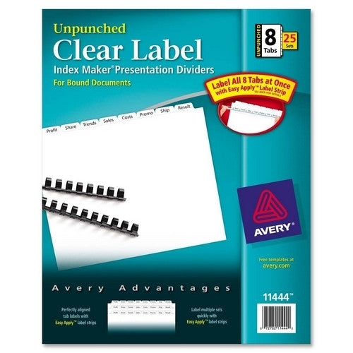 Avery Consumer Products Index Maker, Laser, Unpunched, 8-Tab, White, 25-Set