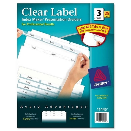 Avery Consumer Products Index Maker, Laser, Punched, 3-Tab, 25/BX, White