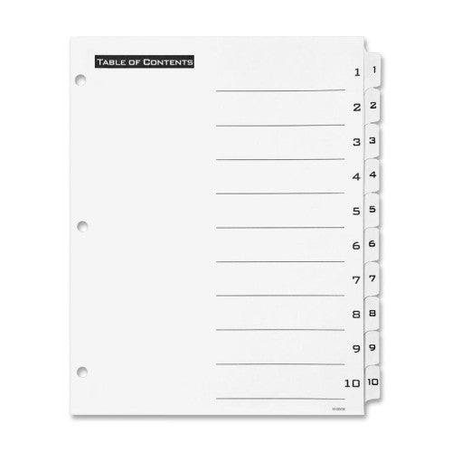 Avery Consumer Products Index Divider W/Table of Contents, 1 set of 10, White/BK