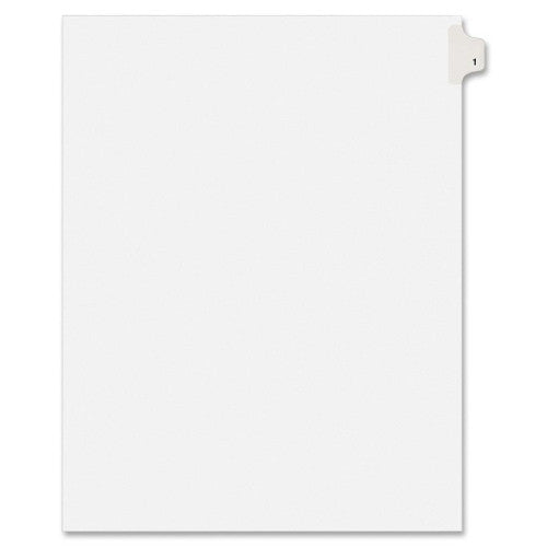 Avery Consumer Products Numeric Divider, "1", Side Tab, 11"x8-1/2", 25/PK, White