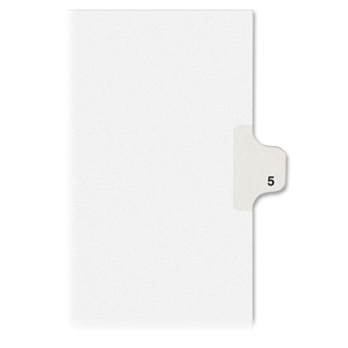 Avery Consumer Products Numeric Divider, "5", Side Tab, 11"x8-1/2", 25/PK, White