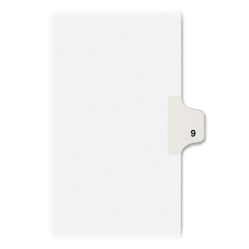 Avery Consumer Products Numeric Divider, "9", Side Tab, 11"x8-1/2", 25/PK, White