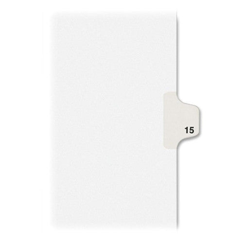 Avery Consumer Products Numeric Divider, "15", Side Tab, 11"x8-1/2", 25/PK, White