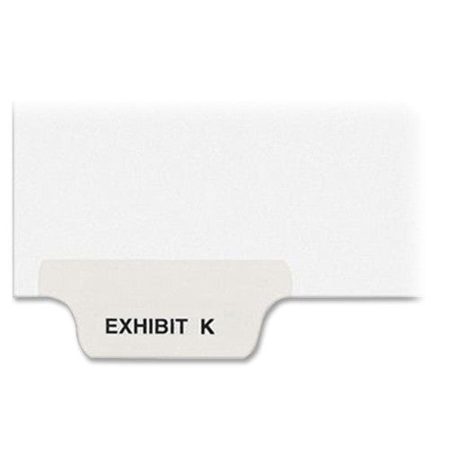 Avery Consumer Products Divider, "Exhibit K", Bottom Tab, 8-1/2"x11", 25/PK, White