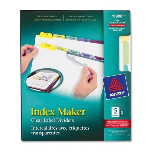 Avery Consumer Products Tab Dividers,Laser/Inkjet,3-Hole Punch,5-Tab,5 ST/BX,Assort