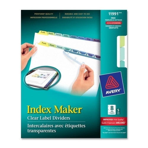 Avery Consumer Products Tab Dividers,Laser/Inkjet,3-Hole Punch,8-Tab,5 ST/PK,Assort.