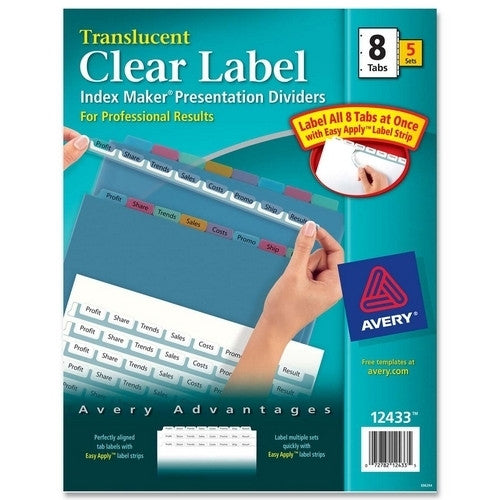 Avery Consumer Products Index Label Dividers, Plastic, 8-Tab, 3HP Punched, Multi