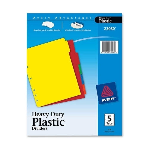 Avery Consumer Products Plastic Tab Dividers W/Labels, 5-Tab, 11"x8-1/2", Multicolor