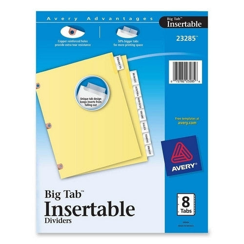 Avery Consumer Products Big Tab Insertable Dividers,11"x8-1/2",8-Tab,Buff/Clear