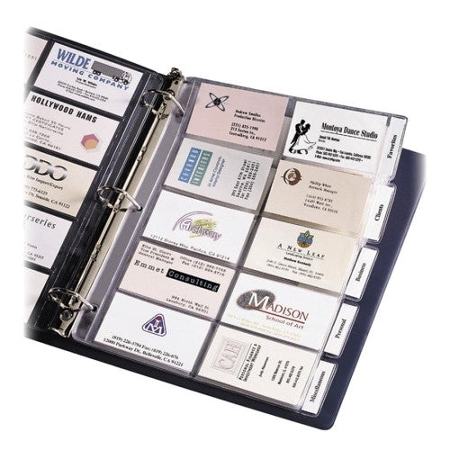 Avery Consumer Products Business Card Pages, Tabbed, Holds 100 2"x3-1/2" DS., Clear