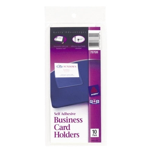 Avery Consumer Products Business Card Holder, Self Adhesive, Holds 2"x3-1/2" Cards