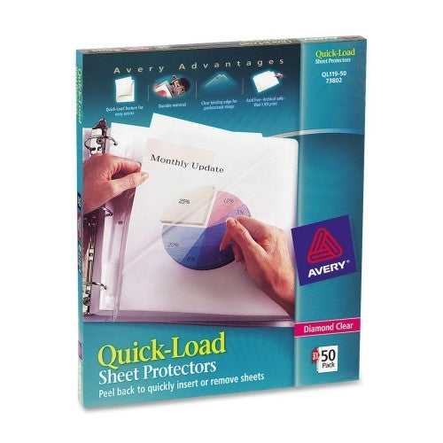 Avery Consumer Products Quick Load Sheet Protectors,50/BX,8-1/2"x11",Diamond Clear