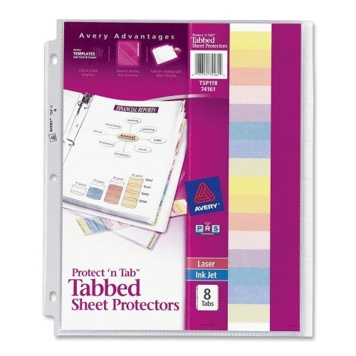 Avery Consumer Products Protect 'N Tab Sheet Protectors, 8 Tab/ST, 11"x8-1/2", Clear