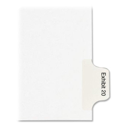 Avery Consumer Products Index Divider, Exhibit 20, Side Tab, 25/PK, White