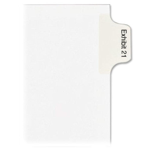 Avery Consumer Products Index Divider, Exhibit 21, Side Tab, 25/PK, White