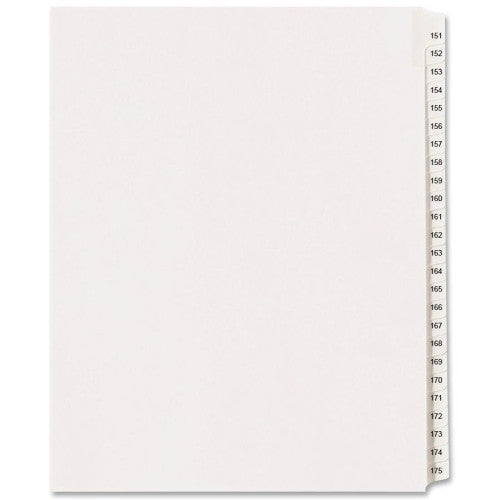 Avery Consumer Products Collated Dividers, 151-175, Side Tab, 11"x8-1/2", 25/Set, WE