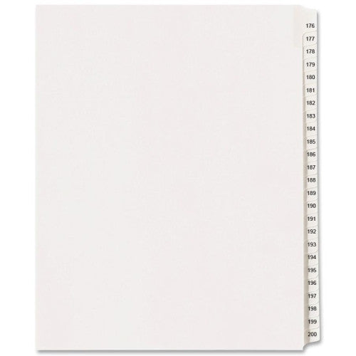 Avery Consumer Products Collated Dividers,176-200, Side Tab, 11"x8-1/2", 25/Set, WE