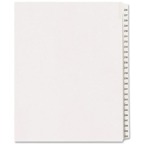 Avery Consumer Products Collated Dividers, 226-250, Side Tab, 11"x8-1/2", 25/Set, WE