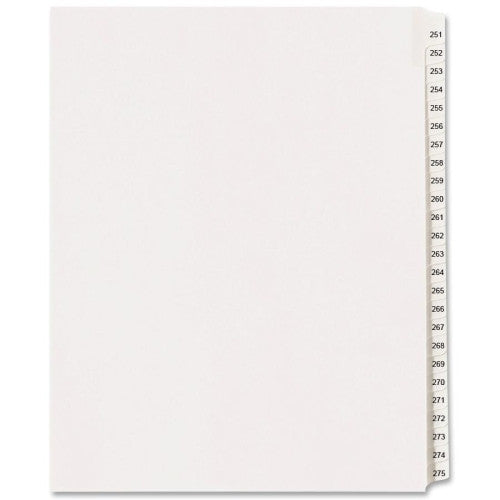 Avery Consumer Products Collated Dividers, 251-275, Side Tab, 11"x8-1/2", 25/Set, WE