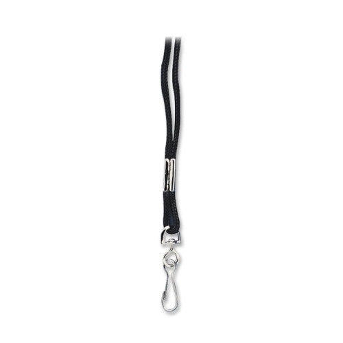 Baumgartens Standard Lanyard, w/Hook, 36" L, 12/PK, Black