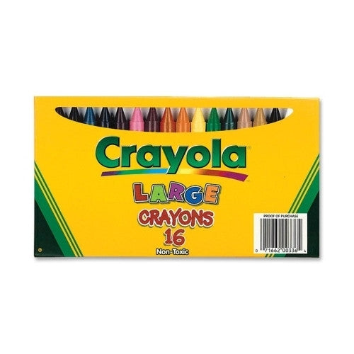 Crayola Large Crayons, Lift Lid, 16/BX,